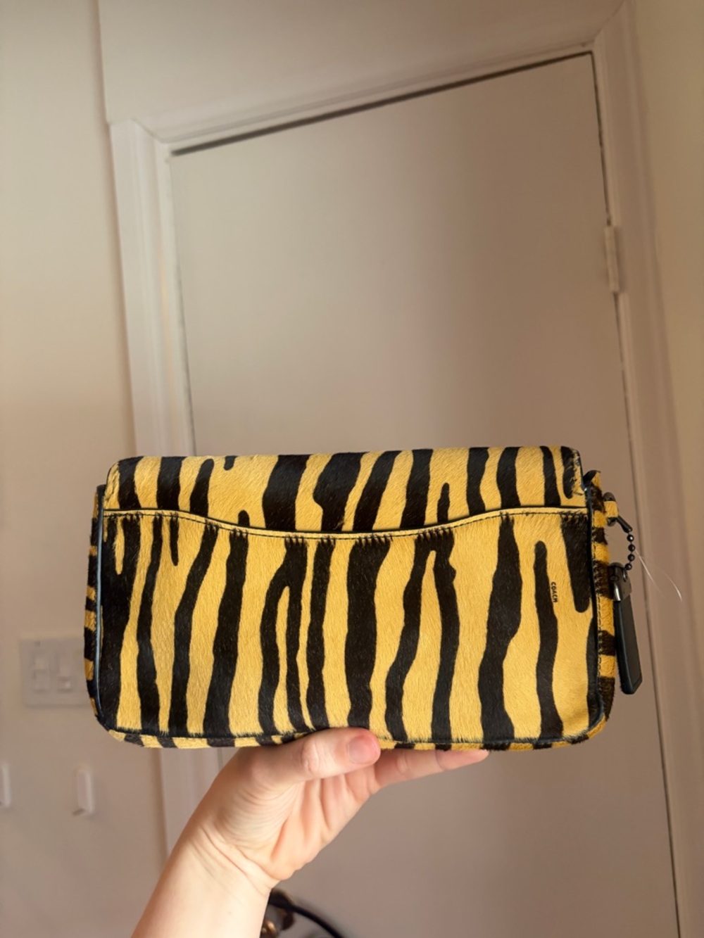 Coach Haircalf Dinky Animal-Print Shoulder Bag in Black and Tan - Picture 4 of 14